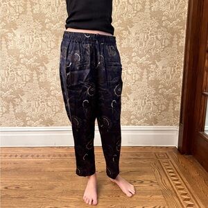 Tucker Navy, Black and Cream Silk Patterned Pants